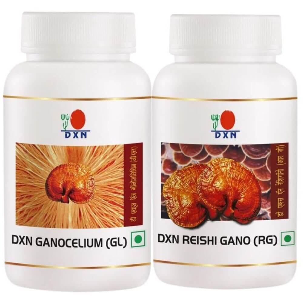 DXN Reishi Gano (RG) & Ganoderma Lucidum (GL) Powder – Premium Herbal Wellness Combo DXN Reishi Gano RG and Ganoderma Lucidum GL powder bottles for natural immunity and wellness support