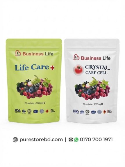 Business Life Life Care+ and Crystal Care Cell dietary supplements – 21 sachets x 3000mg each – mixed berry flavor – immunity booster and health supplement – purestorebd.com